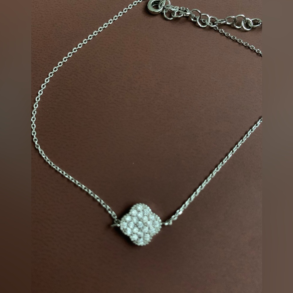 Silver Dainty Quaterfoil Shaped Charm Bracelet-Adjustable… - Picture 2 of 7